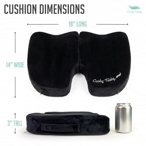 Cushy Tushy Premium Foldable Travel Seat Cushion, Black – Coccyx & Sciatica Relief