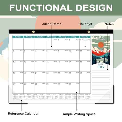 2026 Desk Calendar - Desk Calendar 2026 from Jan. 2026 - Dec. 2026, 17" x 12", 12 Months Large Monthly Calendar, Desk/Wall Calendar with Large Unruled Blocks and Julian Dates