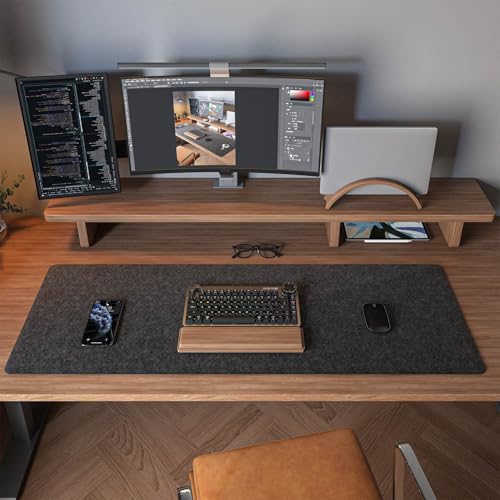 DAWNTREES Felt Desk Mat Dark Gray 36x12 Inches - Office & Gaming Protectant