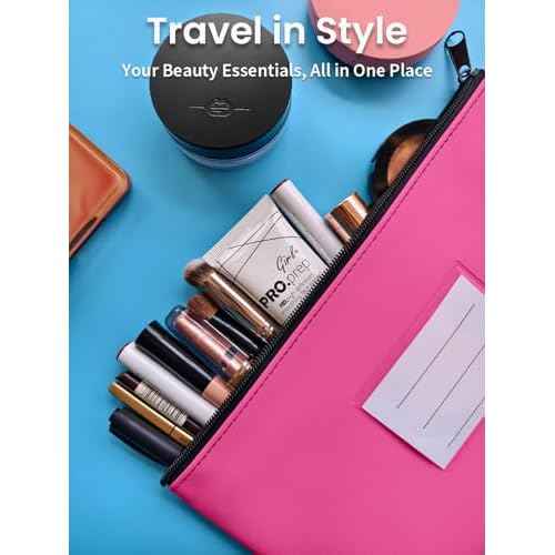 2-Pack Bank Deposit Money Bags with Zipper, 11 x 6 Inches, PU Leather Cash Pouches with Label, for Coins, Cosmetics, Bills, Tools, Hot Pink & Light Blue