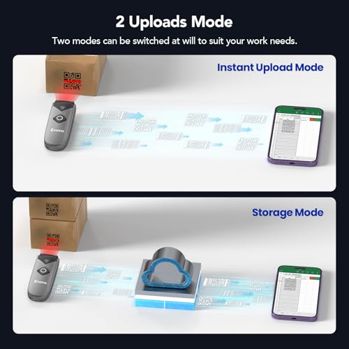 Eyoyo Grey Portable Mini Bluetooth & 2D Barcode Scanner Wireless