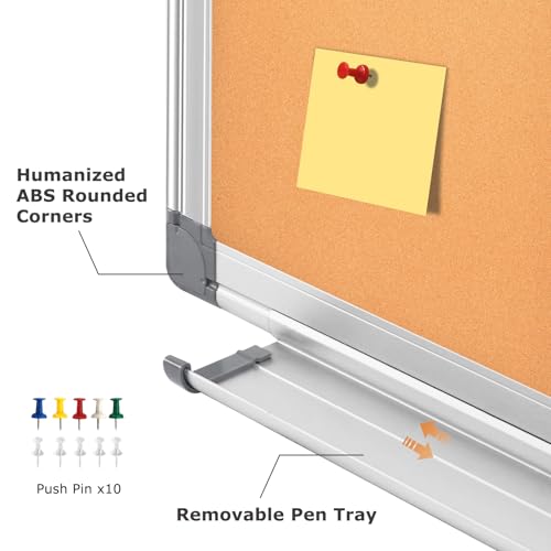 24x18 White Magnetic Dry Erase Whiteboard and Cork Board Combo - Wall Mount