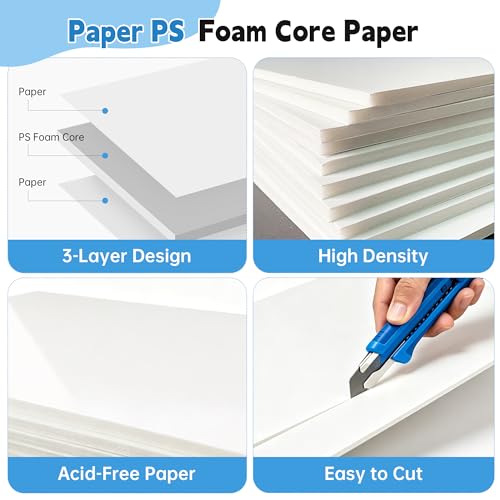 3 Pack White Foam Board 24x36 Inch - Thick 3/16