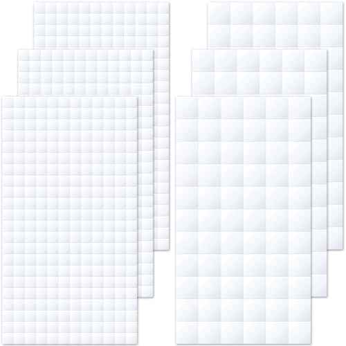 Joez Wonderful 6 Sheets Foam Adhesive Squares, 990pcs Total Double Sided Self Adhesive Circles, Precut Squares Strips Foam Tape for DIY Arts & Crafts, 2 Sizes (0.47in/12mm, 0.24in/6mm)