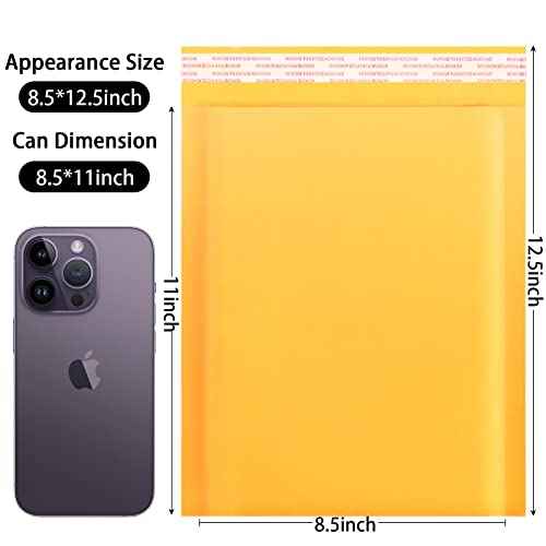 packbabol Kraft Bubble Mailers 8.5x11 Inch 50 Pcs,Small Self-Sealing Mail Shipping Bags,Yellow Padded Envelopes #2