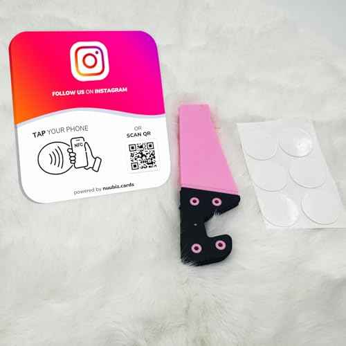 NFC Social Media Sign Plate wiht QR Code Sign - Compatible with Instagram, Social Media, Facebook, Tk, Website - Reusable Taps - Get More Followers & Reviews - Adhesive & Stand (insplate, 1)