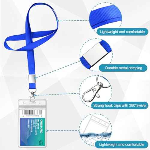 12 Pack Cruise Lanyard with ID Card Holder Colorful Lanyard with Waterproof ID Badge Holder (12 Colors)