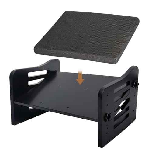 Myplace Bamboo Adjustable Under Desk Footrest with Memory Foam Pad - Ergonomic Foot Rest with 7-Level Adjust, Slanted Foot Rest Stool for Home Office Kitchen Bedroom (Black)