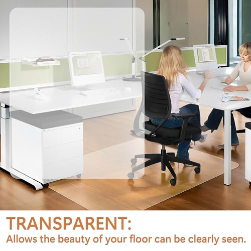 Large Office Chair Mat for Hardwood Floor- 46" x 72" Clear Computer Desk Chair Mat for Hard Wood/Tile Floors, Easy Glide Plastic Mat for Under Office Chairs on Hardwood for Work & Home