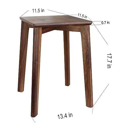 18-Inch Walnut Wood Stool, Stackable Backless Wooden Seating Solution with Square Top Anti-Slip Felt Pad for Kitchen, Rooms, Office, Studio, Garden (1)