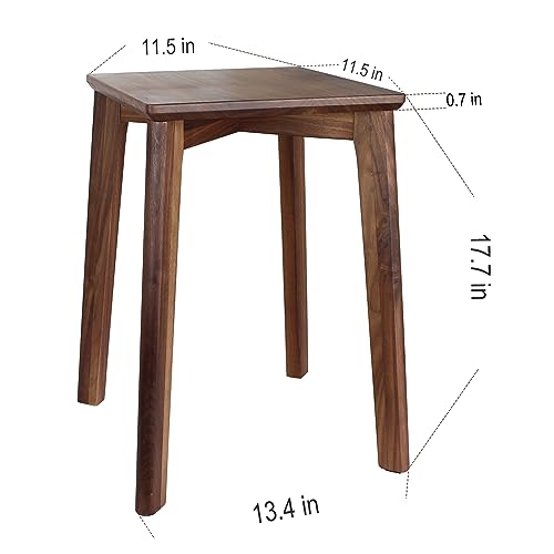 GLIBBUL 18-Inch Walnut Wood Stool - Stackable, Backless, Anti-Slip Felt Pad