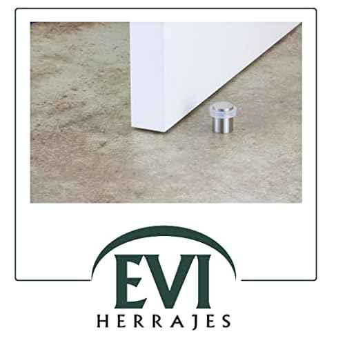 Pack of 2 EVI Door Stoppers | Stainless Steel Door Stopper - Screw Fastening - White Rubber Protector - 0.79 x 0.99 Inch Door Stop