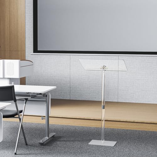 HMYHUM Acrylic Podium Stand Large 23.6 x 15.7 x 42.3 in with Metal Base