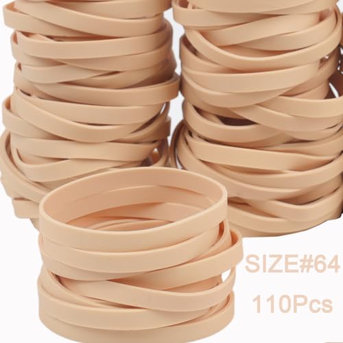 AMUU Light-Brown Rubber Bands #64, 110 Pcs, Office/School Bulk