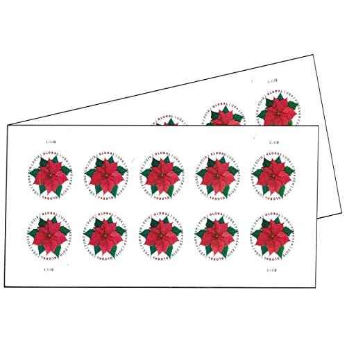 Global Poinsettia 2 Sheets of 10 International First Class Forever US Postage Stamps Mail Holiday Celebration Flower (20 stamps)
