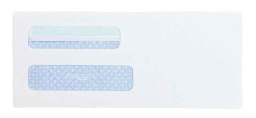 Quality Park #8 5/8 Security Envelopes, Double Window, Self Seal Envelopes for Invoices/Statements, 3-5/8" x 8-5/8", 24 lb White, 500/Box (QUA24539)