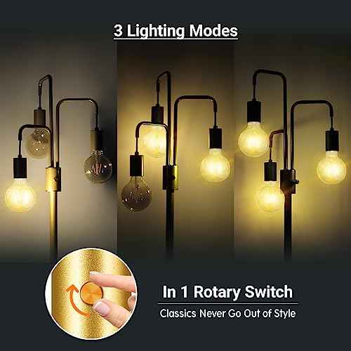 BoostArea Industrial Floor Lamp for Living Room,Gold Modern Standing Lamp Stand Up Lamp with 3 Light, Bulbs Not Included,Simple Design Floor Lamp for Bedroom, Living Room, Office, Kids Room, Reading