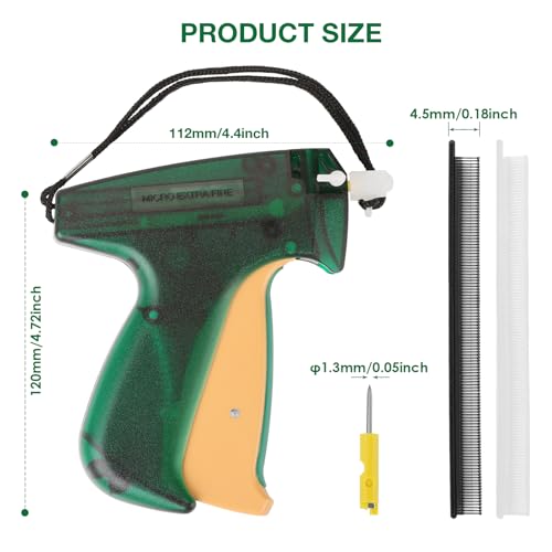 Wilfox Tagging Gun Kit with 1 Needle - Green/Yellow Grip, 2000 Mini Fasteners for Clothing