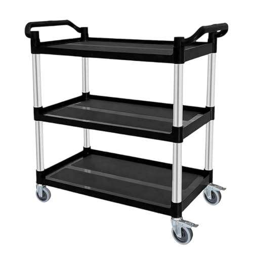 BefeShine 31.5 x 16 x 38 in 3-Tier Plastic Utility Cart with Wheels (S) – Heavy-Duty Restaurant Rolling Cart