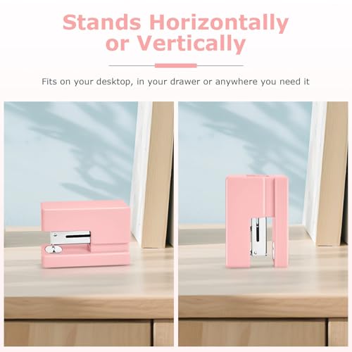 Pink Mini Stapler - 25-Sheet Capacity with 830 Staples, Yzkula Variation
