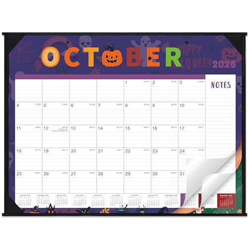 2026 Desk Calendar - Large Desk Calendar 2026, 22" x 17", Jan. 2026 - Dec. 2026, Desk Calendars Large, 12 Months, Corner Protectors, Hanging Holes, Notes - 12 Themes