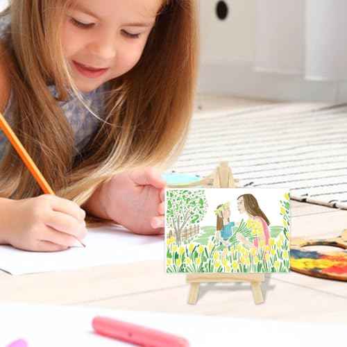 4 Pack Easel Display Stand Mini Wood Display Easels for Painting Artist Tabletop Holder Mini Wooden Easels for Photos Art Crafts Natural Wood Easels for Small Canvases Displaying