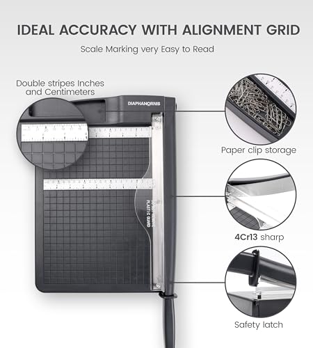 DIAPHANORNIS Grey 12-Inch Heavy Duty Guillotine Paper Cutter with Safety Guard