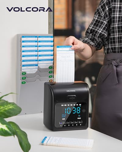 Volcora 100 Pack Employee Time Cards 7.4 x 3.4 Inches for Time Clock, Monthly Hours Tracking