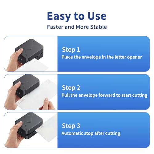 AVUMDA Rechargeable Electric Letter Opener Black - Safe, Portable, Fast Cutting