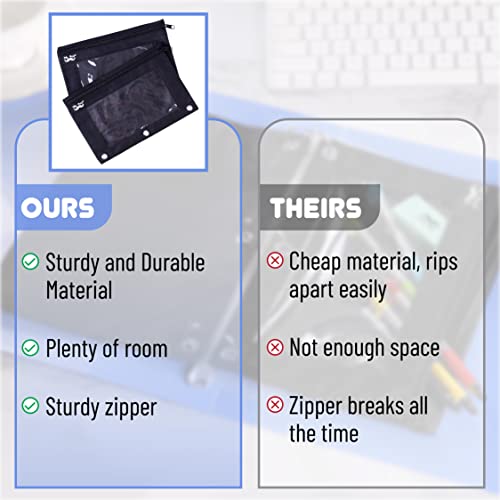 Mr. Pen Black Pencil Pouch for 3 Ring Binders - 2 Pack, 10x6.75 Inches