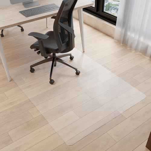 Chair Mat for Hardwood Floor, 48" x 36" Clear Desk Chair Mats, Easy Glide Plastic Mat for Under Office Chair, Rectangle