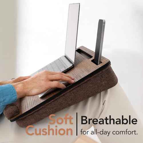 Portable Laptop Desk ? Lapdesk with Cushion, Laptop Stand for Bed, Lap Desk for Laptop and Lap Desk for Bed, Portable Desk for Lap top, Notebook Bed Tray (Walnut & Brown)