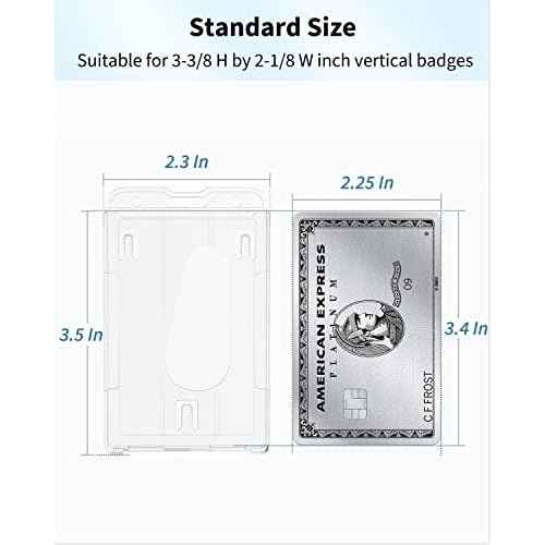 Pawfly 2 Pack Vertical 2-Card Badge Holder with Thumb Slot Hard Transparent PC Case Protector for Office School IDs Credit Cards Driver¡¯s Licenses and Passes