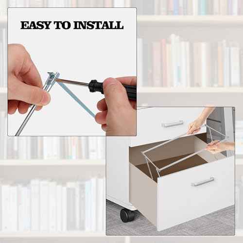 Heavy Duty Steel Hanging File Frame,Letter Size Hanging File Folder Frame,Adjustable Length 11" to 18",2 Packs(Without Folders)