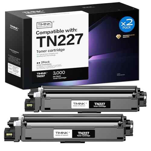 Compatible with TN227 TN-227 Toner Cartridge [with CHIP] Replacement for Brother TN 227 223 TN223 | Compatible with HL-L3210CW HL-L3270CDW MFC-L3710CW MFC-L3750CDW Printer (TN227-2Black)