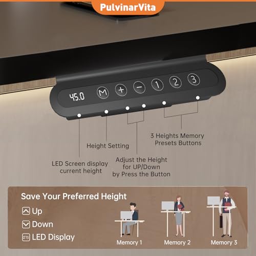 Standing Desk Frame, Stand up Desk Frame Workstation, Electric Adjustable Legs, 3 Memory Height Settings, with Cable Management Tray, 4pcs Headphone Hook