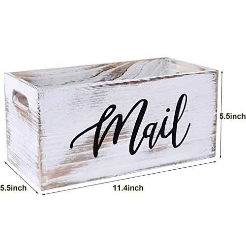Mail Organizer Countertop Mail and Key Holder for Desk Mail Basket Letter Organizer Caddy Dorm Organizer Rustic Home Decor Mailbox White 5.5*5.5*11.4 Inch