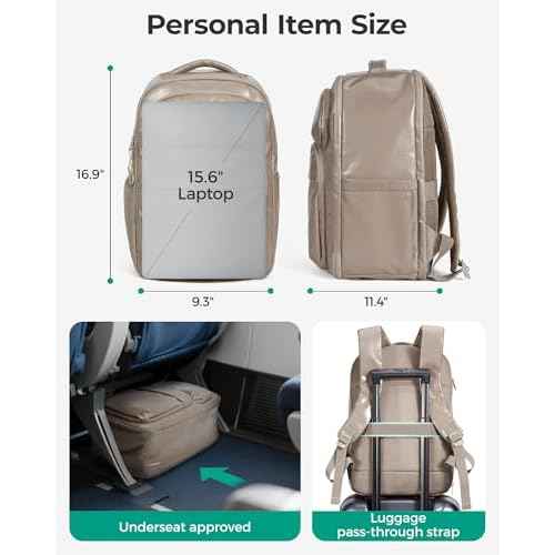 BAGSMART 30L Travel Backpack, 15.6 Inch Carry On Backpack Flight Approved, Personal Item Travel Bag, Water Resistant Weekender Bag Daypack, Black