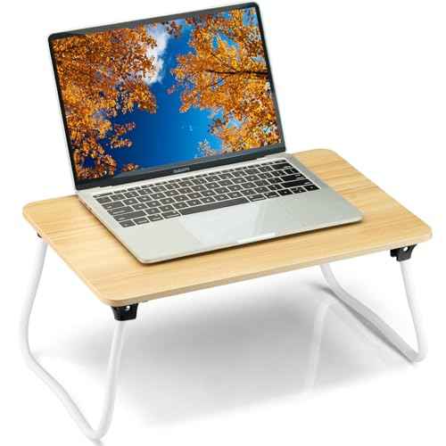 Portable Lap Desk Bed Desk Lap Table Bed Table, Laptop Stand Breakfast Serving Tray, Foldable & Lightweight Mini Table, Lap Tablet Desk for Sofa Couch Floor - - Wood