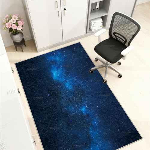 Chair Mat for Hardwood Floor,48"*60" Under Desk Mat for Rolling Computer Chair &Low Pile Carpet Floor,Anti-Slip Floor Protector for Home Office Blue Starry Sky