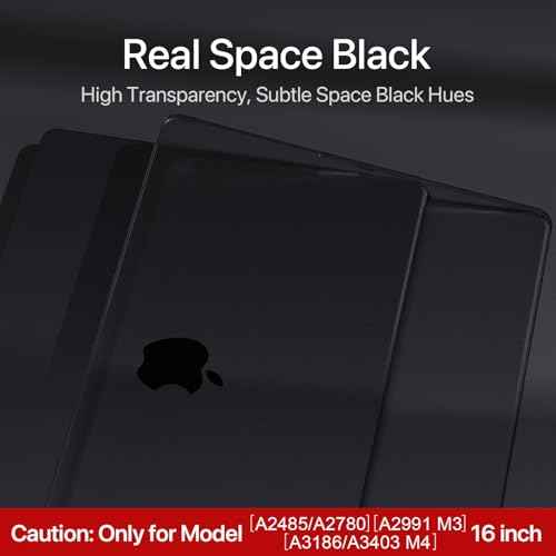 for MacBook Pro 16 inch Case M4 2025 2024-2021 M3 M2 M1 Pro/Max [100% Match Official Color] Protective Hard Case Laptop Cover - Space Black Clear