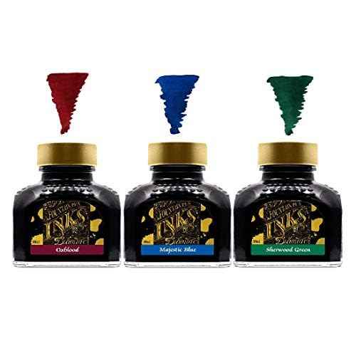 Diamine - 80ml Fountain Pen Primary Colour Ink Set - Oxblood & Majestic Blue & Sherwood Green