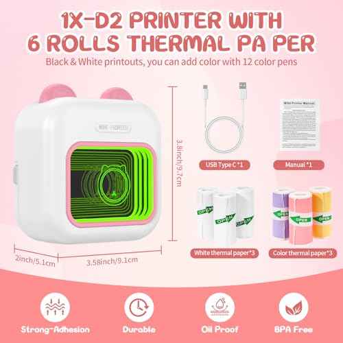 Wireless Photo Sticker Thermal Fast Printer, PrintPod Inkless Pocket Printer for DIY Scrapbook,6 pods (Blue)