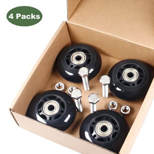 3in PU Caster Wheels for Chairs & Carts – 75mm Diameter, 24mm Wide, M8 Shaft – 4 Pack (Juvielich 3 in)