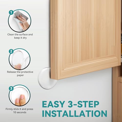 Door Stoppers for Wall 2" Silicone Door Knob Wall Protectors 6 Pack - Clear, 6/Medium