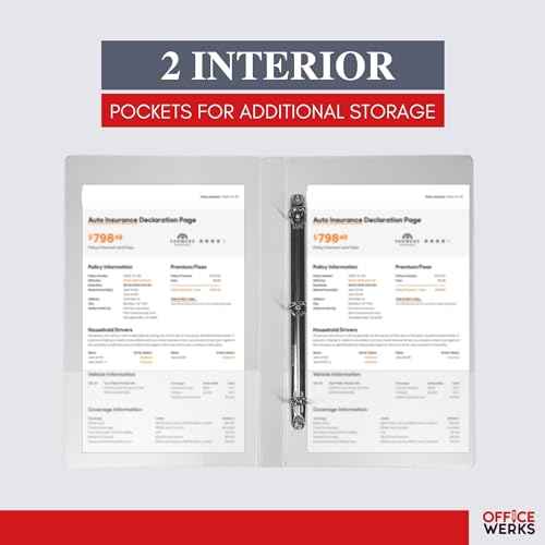 Performore - Office Werks Heavy Duty 2-Pack Legal Size View Binder - 14" x 8.5", White, 1.5 Inch D-Ring, Back Mount Binder