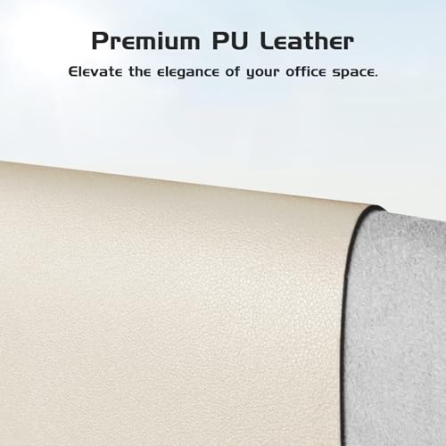 Aothia Beige 38" x 13.8" Leather Desk Pad Protector, Waterproof Office Mat