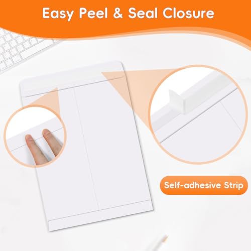 White-50 Pack 6x9 Self Seal Mailing Envelopes - Secure, Printable Office Supplies