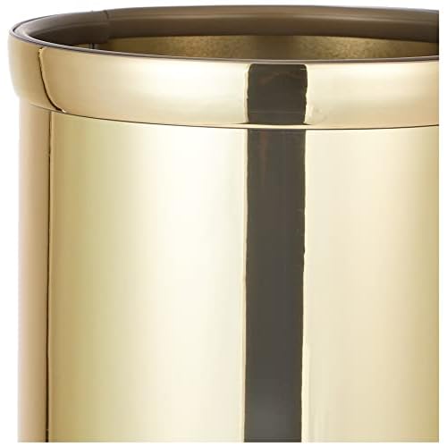 Kraftware Mylar Round Waste Basket, 11", Polished Brass Color