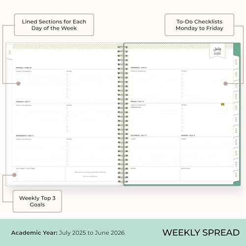 Blue Sky Day Designer 2025-2026 Weekly and Monthly Academic Year Planner Calendar, July 2025 - June 2026, 8.5" x 11", Flexible Cover, Laminated Tabs, Storage Pocket, Includes Stickers, Palms
